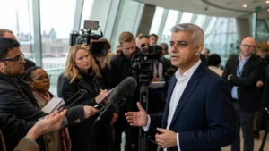 Sir Sadiq khan london mayor speaking with press