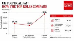 UK political salary comparison showing MP, Prime Minister and combined annual pay