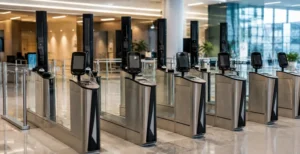 Automated passport control gates at an airport