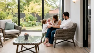 Family discussing Universal Credit financial support at home