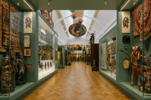 Horniman Museum in London featuring cultural artefacts and global collections displayed in museum galleries.