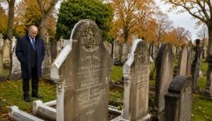 Man among graves during London’s burial space crisi