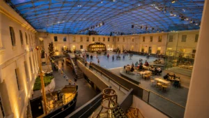 National Maritime Museum in Greenwich featuring maritime displays and historic vessels inside its spacious atrium