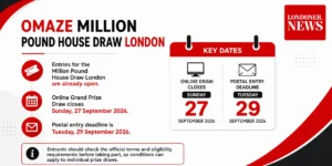 Omaze London House draw September 2026 deadline infographic.