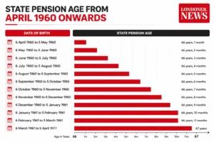 UK State Pension age rising gradually from 66 to 67 by date of birth
