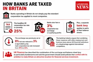 UK bank corporation tax, surcharge and bank levy explained