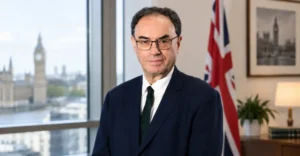 Bank of England Governor Andrew Bailey in a London office