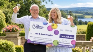 Lottery couple celebrating